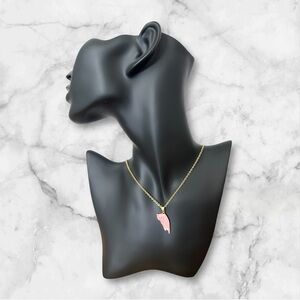 Pink Kitty Pendant Anime Cat Lover Charm with Gold Stainless Steel Necklace II